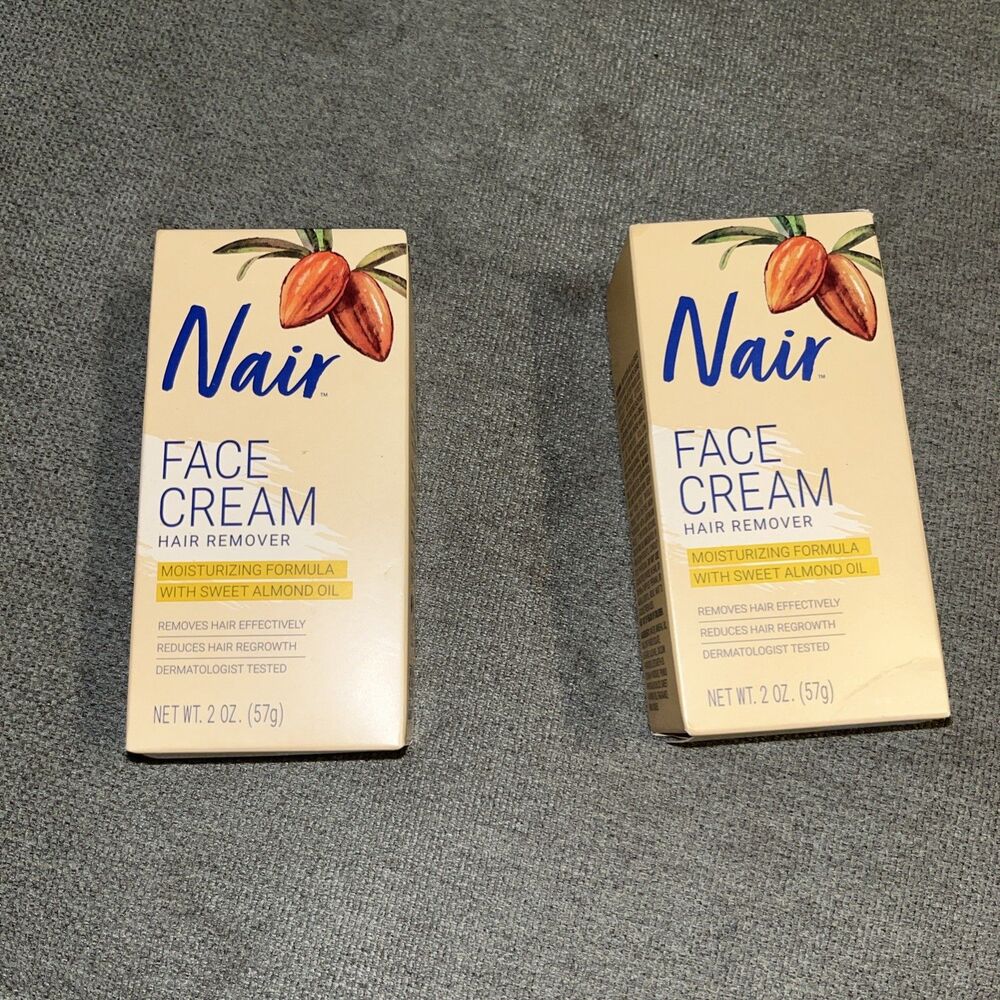 Lot Of 2 Nair Hair Remover Moisturizing Face Cream, with Sweet Almond Oil, 2OZ